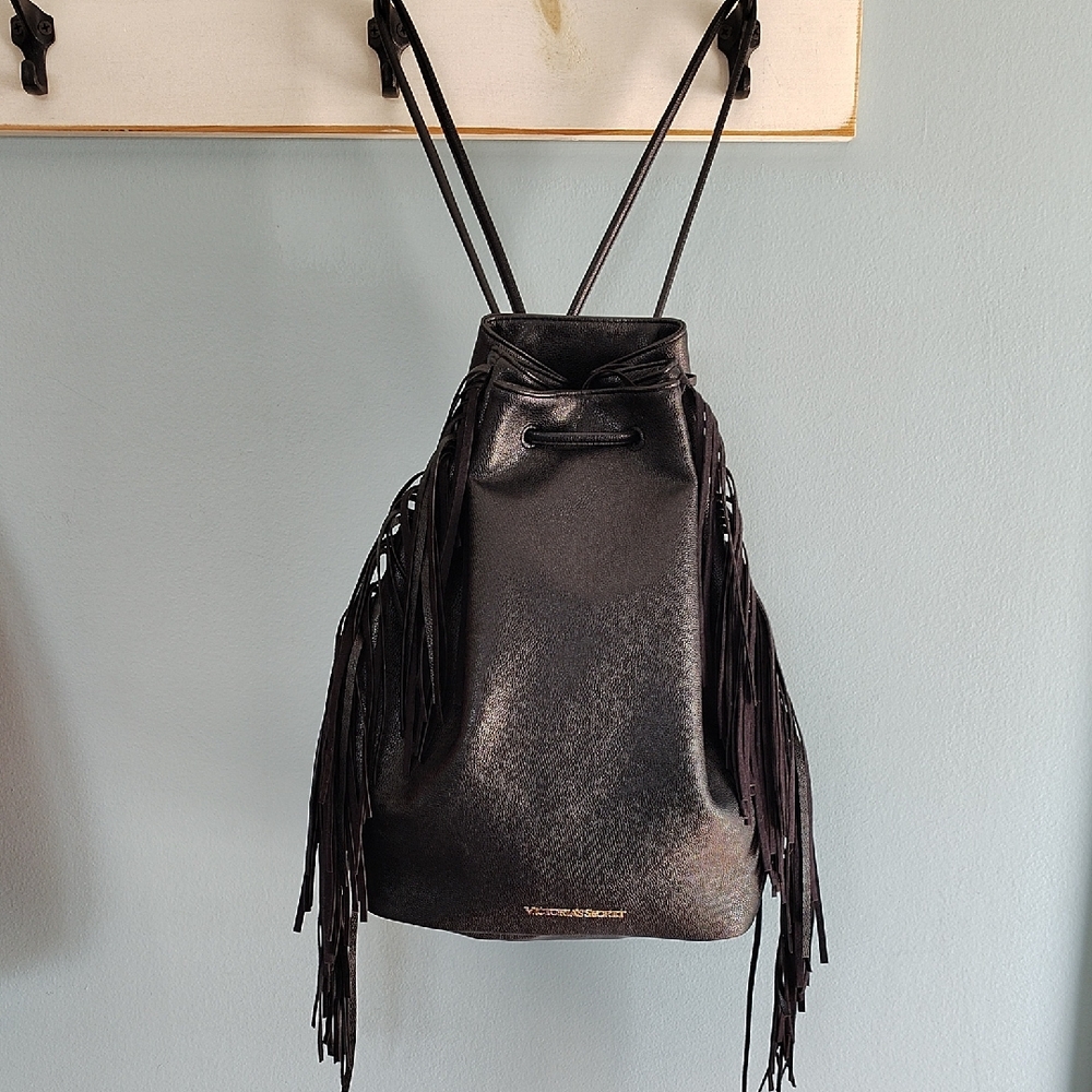 🖤 Victoria's Secret Black Fringed Backpack/Bag/Purse